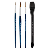 Johnny Thomas Premium 4 pc Watercolor Short Handle Brush Set | JT-9911S - Square Wash/Liner/Round