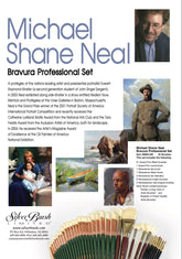 Michael Shane Neal 35pc Bravura Pro Paintbrush | Long Handle | MSN-350 - Round/Filbert/Flat/Fan/Cats Tongue