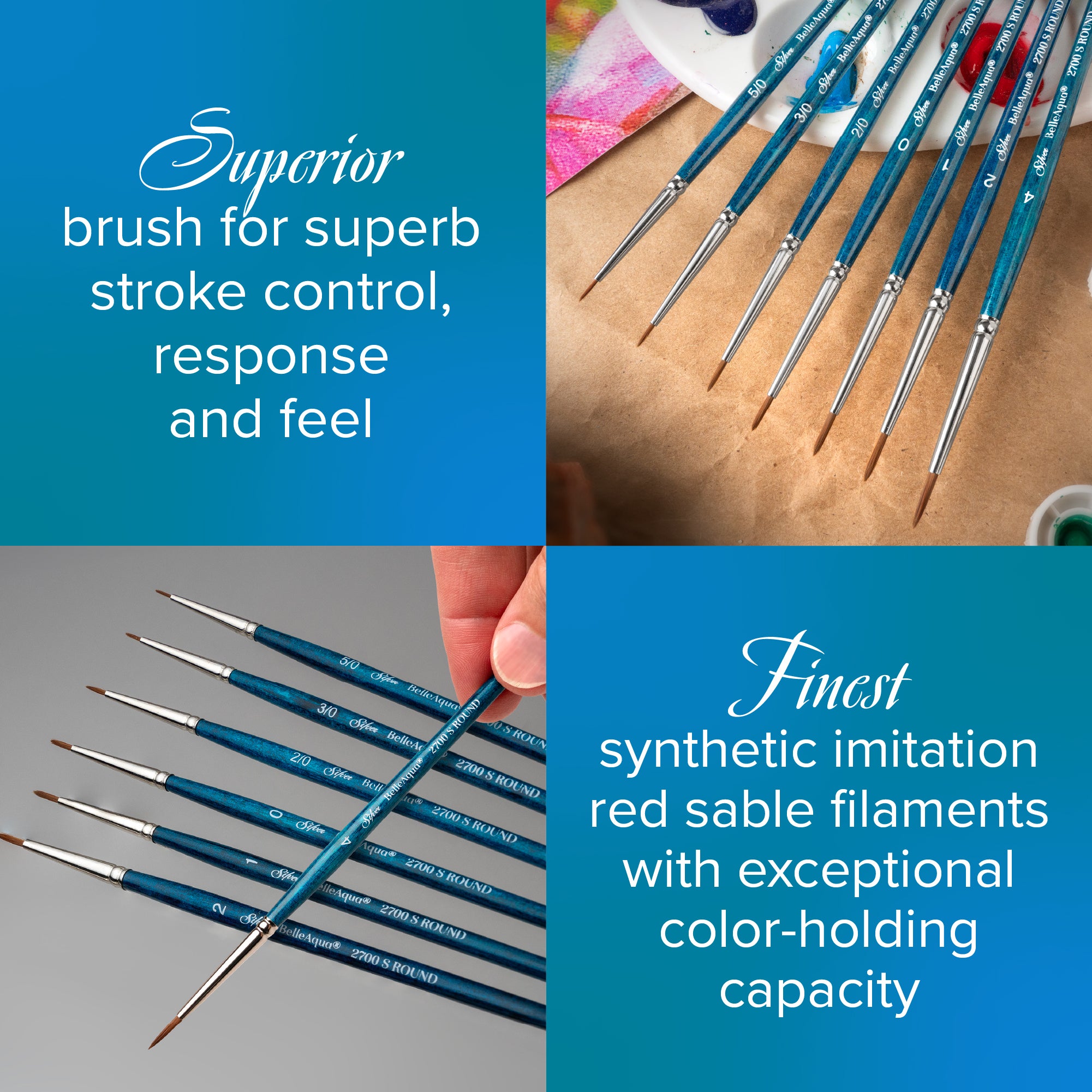 BelleAqua® Stroke Paintbrush | Short Handle | 2711S