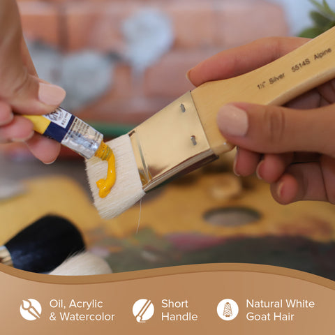 Alpine White™ Wide Wash Blender Paintbrush | Short Handle | 5514S