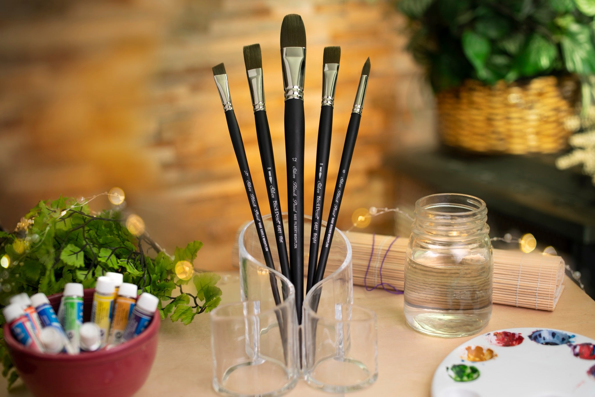 Black Pearl® Flat Paintbrush | Long Handle | 6401