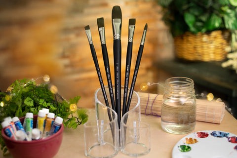 Black Pearl® Flat Paintbrush | Long Handle | 6401