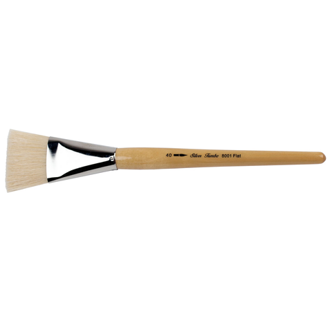 Silver Jumbo™ White Hog Bristle Flat Paintbrush | Mid Length Handle | 8001