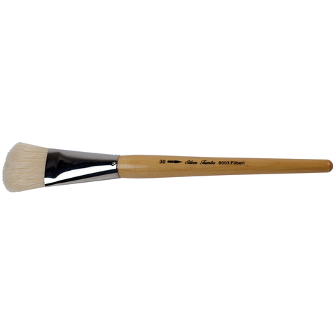 Silver Jumbo™ White Hog Bristle Filbert Paintbrush | Mid Length Handle | 8003
