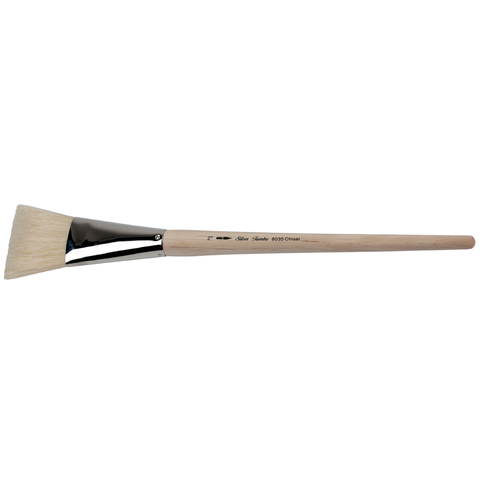 Silver Jumbo™ White Hog Bristle Chisel Paintbrush | Long Handle | 8035