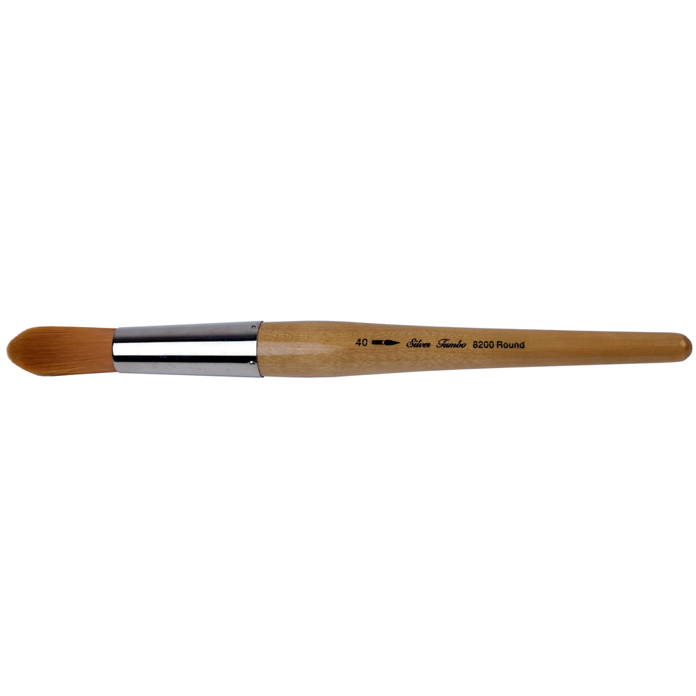 Silver Jumbo™ Golden Taklon Round Paintbrush | Mid Length Handle | 8200