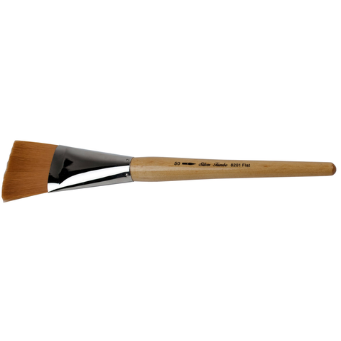 Silver Jumbo™ Golden Taklon Flat Paintbrush | Mid Length Handle | 8201