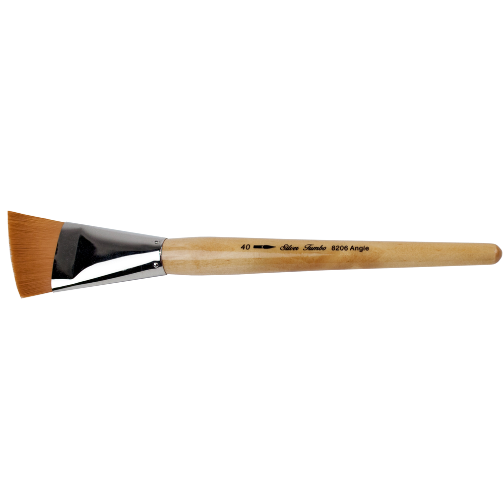 Silver Jumbo™ Golden Taklon Angle Paintbrush | Mid Length Handle | 8206
