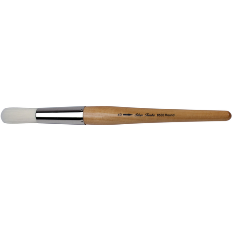 Silver Jumbo™ White Synthetic Round Paintbrush | Mid Length Handle | 8500