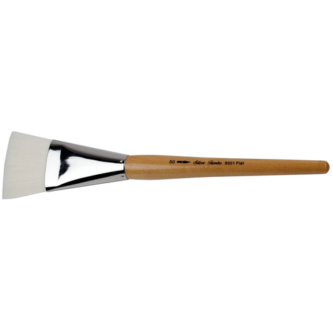 Silver Jumbo™ White Synthetic Flat Paintbrush | Mid Length Handle | 8501