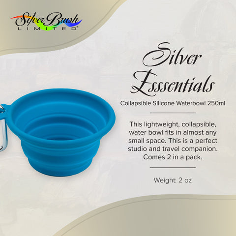 Silver Essentials Round Collapsible Silicone Water Bowl - Teal | 250ml | 9000