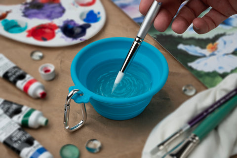 Silver Essentials Round Collapsible Silicone Water Bowl - Teal | 250ml | 9000