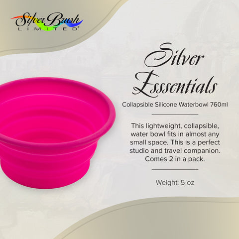 Silver Essentials Round Collapsible Silicone Water Bowl - Pink | 700ml - 2 Pack | 9002