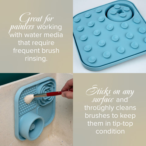 Brush Cleaning Mat with Water Cup • 2 Pk | Silver Essentials | 9062