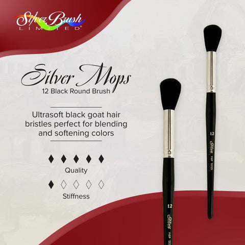 Silver Mop™ Black Round Paintbrush | Short Handle | 5618S