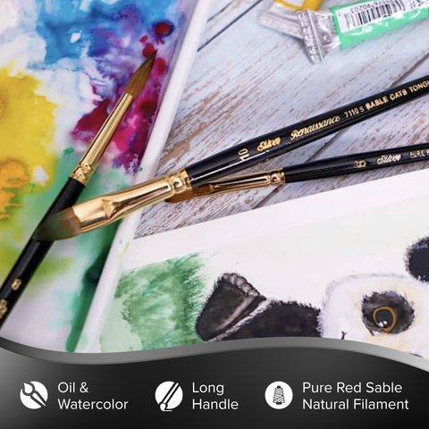 Renaissance® Cats Tongue Paintbrush | Long Handle | 7110