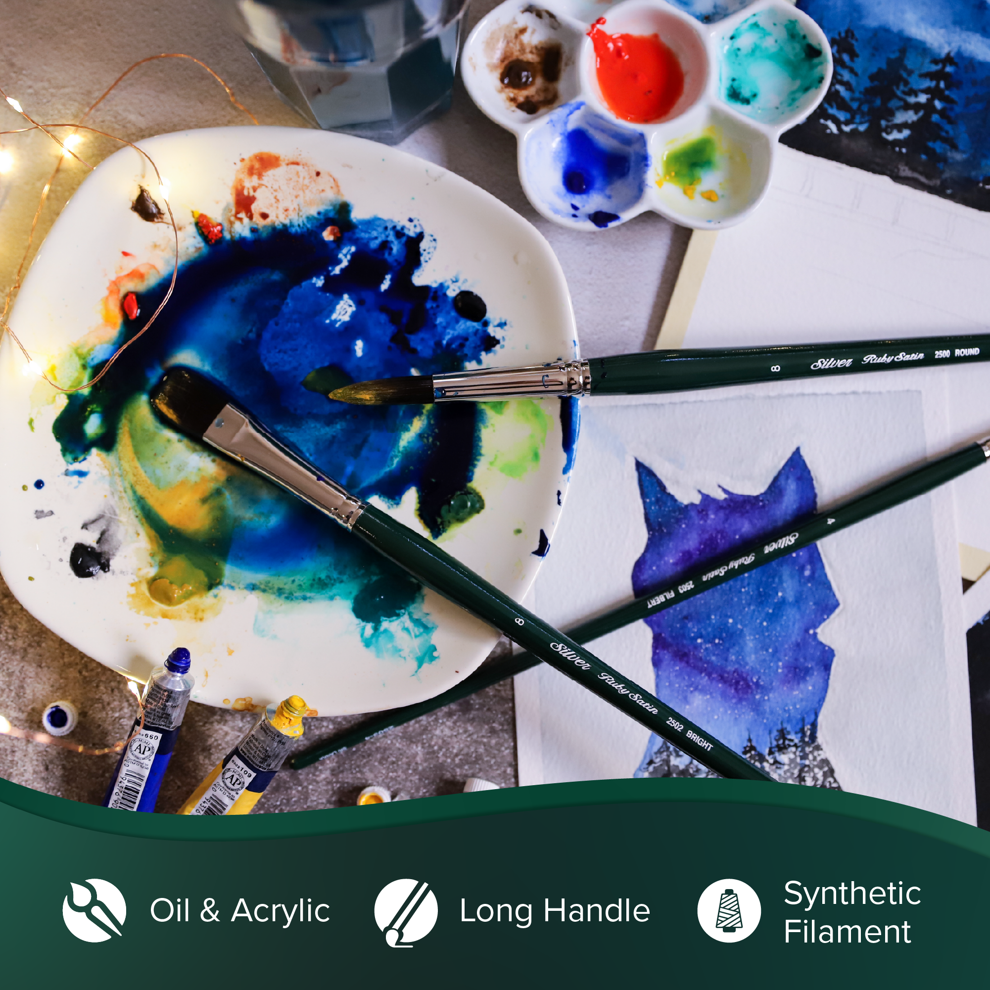 Ruby Satin® Bright Paintbrush | Long Handle | 2502