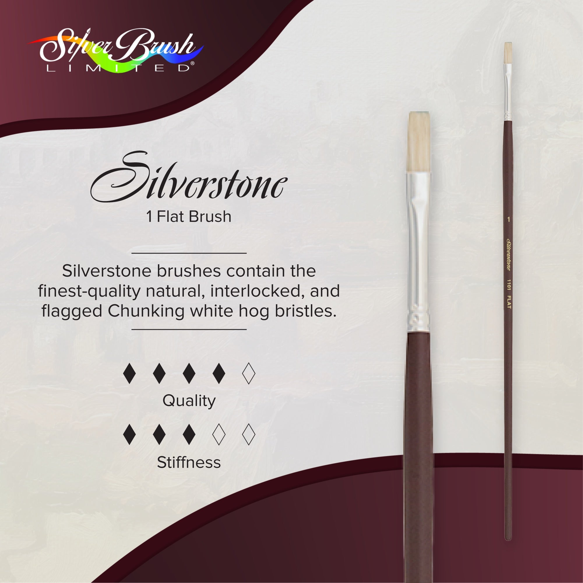 Silverstone® Flat Paintbrush | Long Handle | 1101