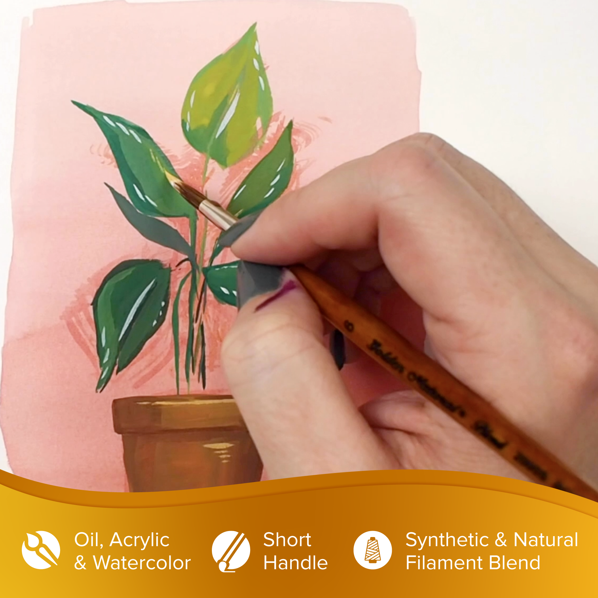 Golden Natural® Round Paintbrush | Short Handle | 2000S