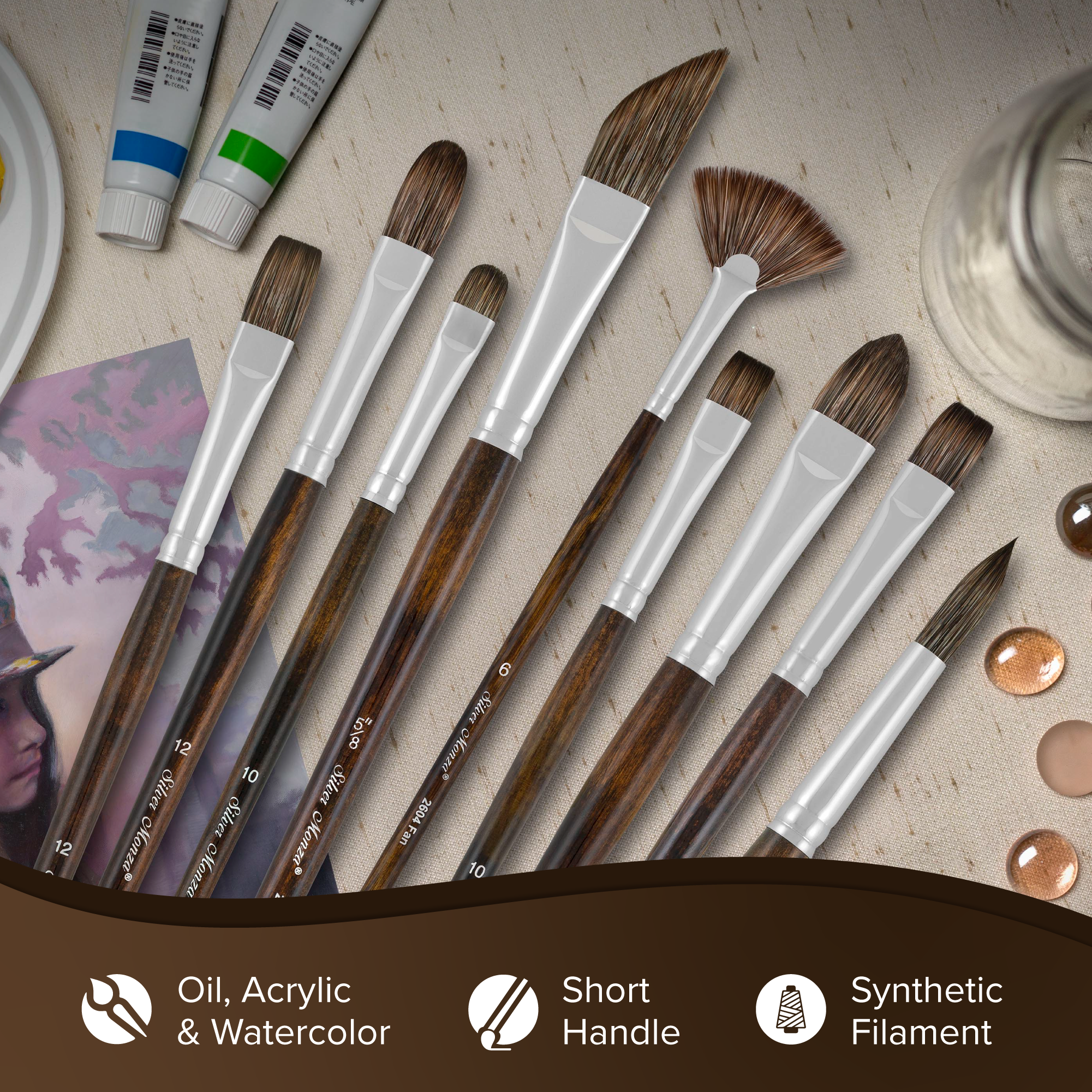 Monza® Short Angle Paintbrush | Short Handle | 2633S