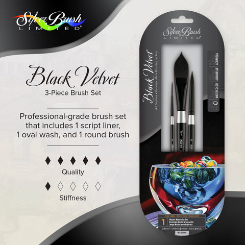 Black Velvet® 3pc Master Watercolor Set | Short Handle | WC-3000S