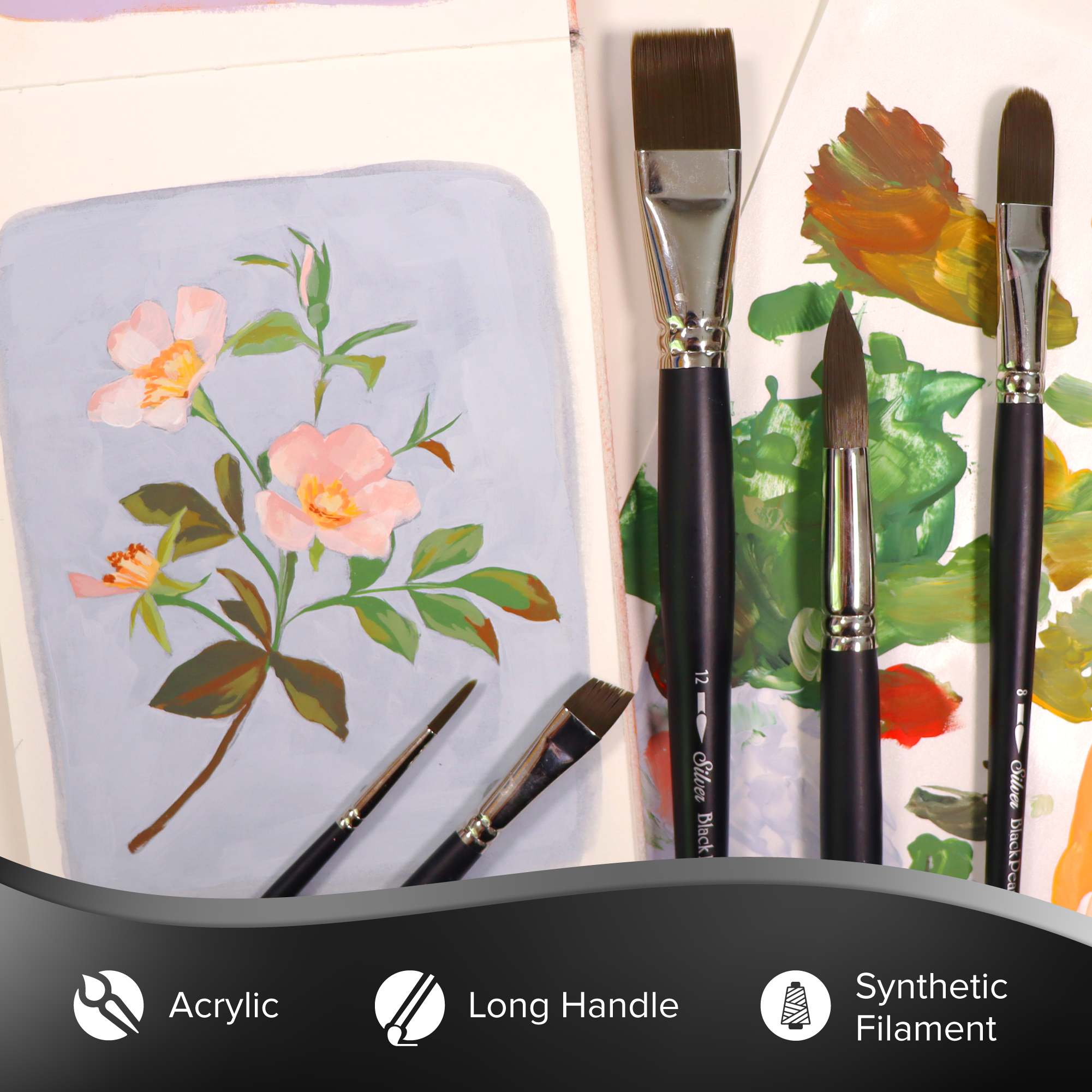 Black Pearl® Round Paintbrush | Long Handle | 6400