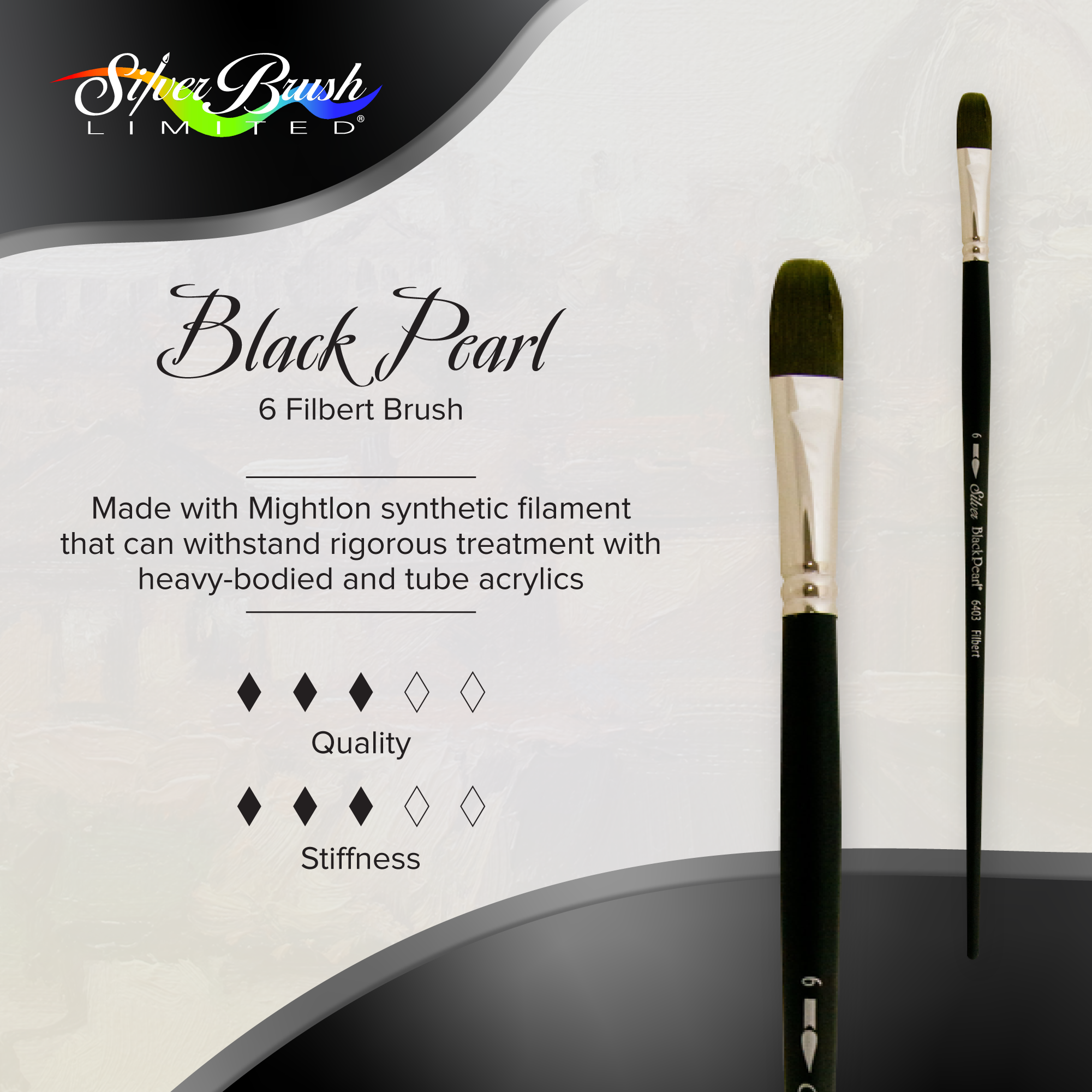 Black Pearl® Filbert Paintbrush | Long Handle | 6403