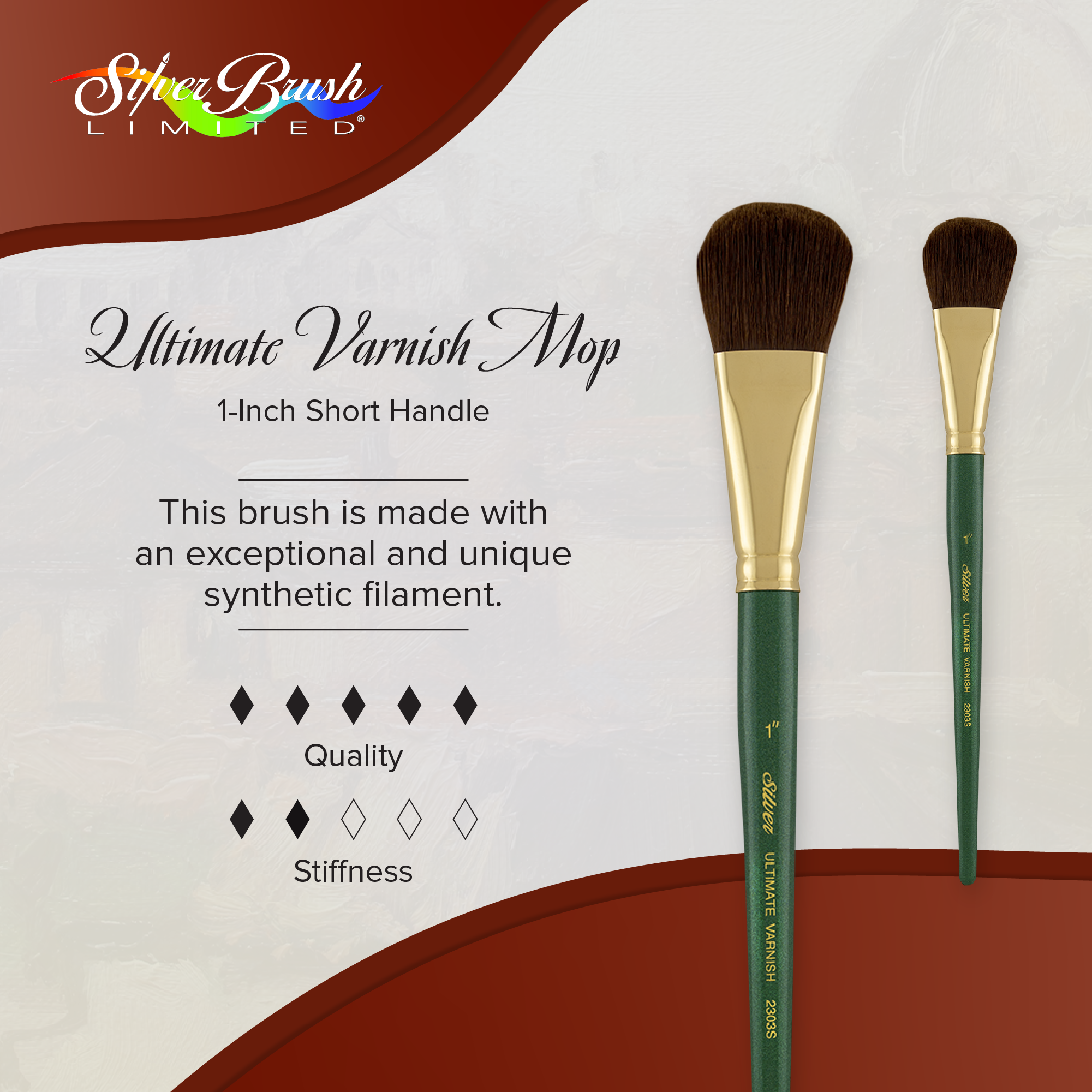 Ultimate Varnish Mop™ Oval Paintbrush | Short Handle | 2303S