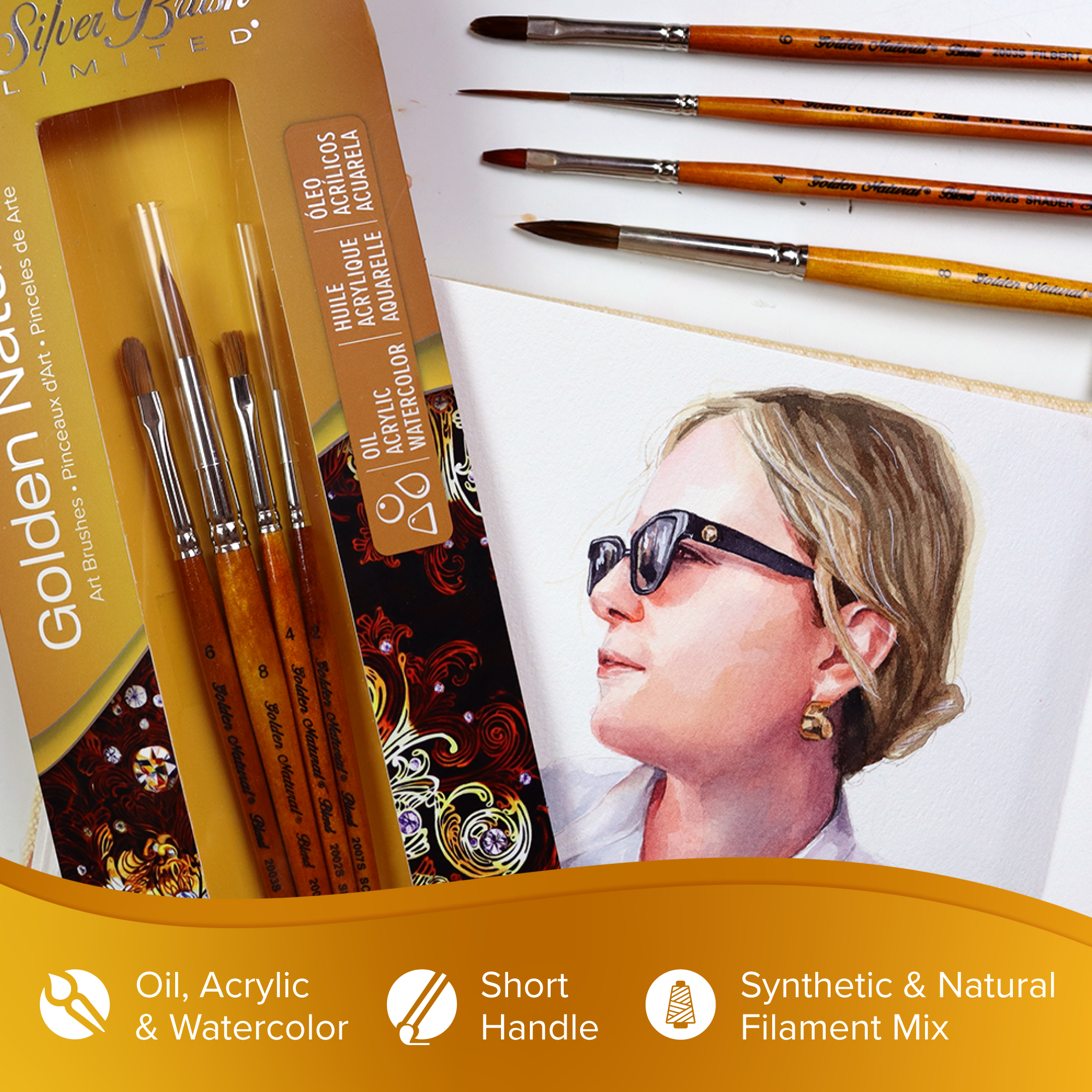 Golden Natural® 4pc Basic Set | Short Handle | GN-2090S
