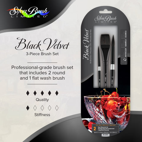 Black Velvet® 3pc Basic Watercolor Set | Short Handle | WC-3201S