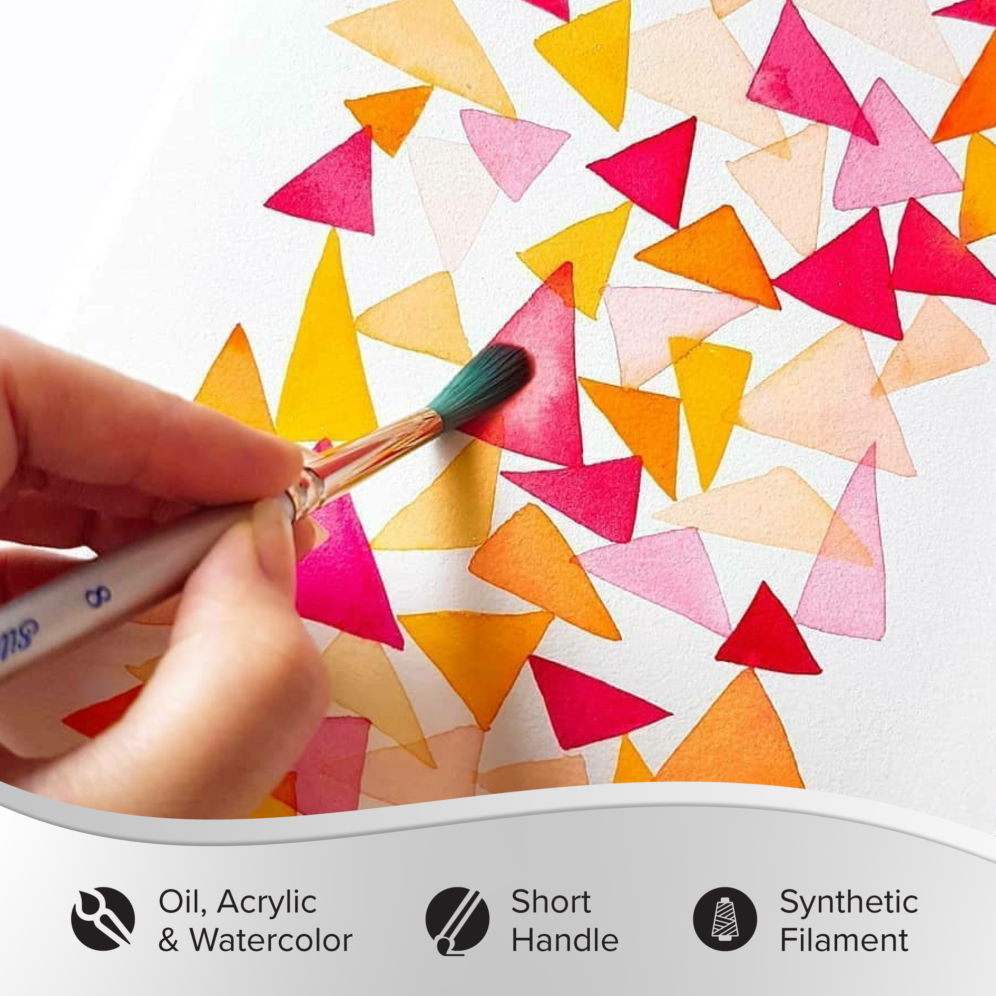 Silverwhite® 3pc Basic Watercolor Set | Short Handle | SW-1520S