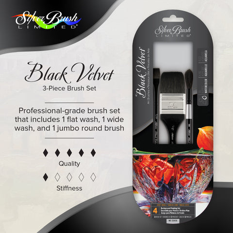 Black Velvet® 3pc Background Painting Set | Short Handle | WC-3203S