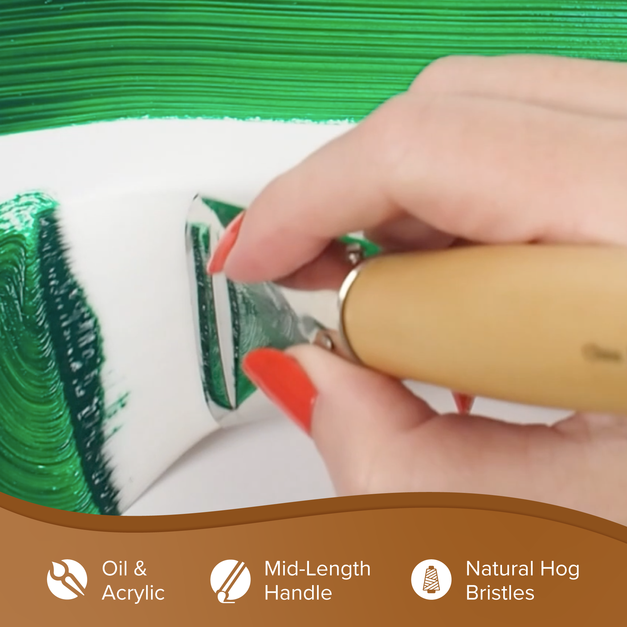 Silver Jumbo™ White Synthetic Flat Paintbrush | Mid Length Handle | 8501