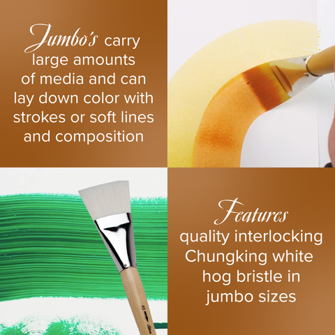 Silver Jumbo™ White Synthetic Flat Paintbrush | Mid Length Handle | 8501