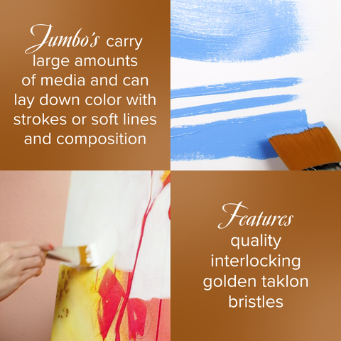 Silver Jumbo™ Golden Taklon Flat Paintbrush | Mid Length Handle | 8201