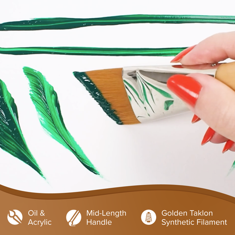 Silver Jumbo™ Golden Taklon Angle Paintbrush | Mid Length Handle | 8206