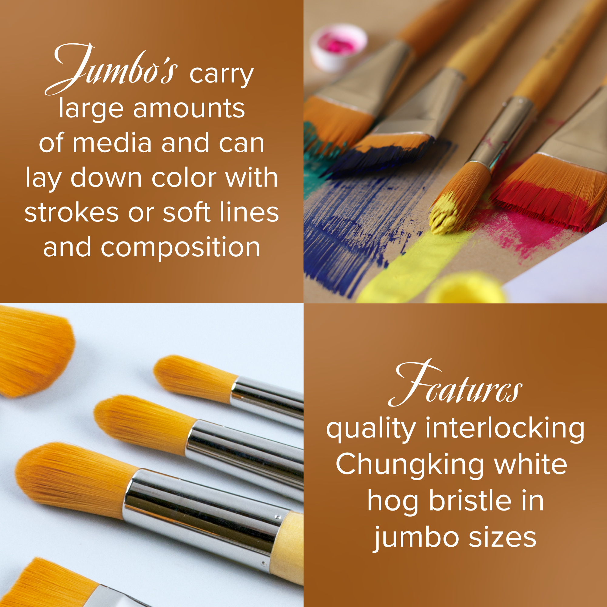 Silver Jumbo™ Golden Taklon Round Paintbrush | Mid Length Handle | 8200