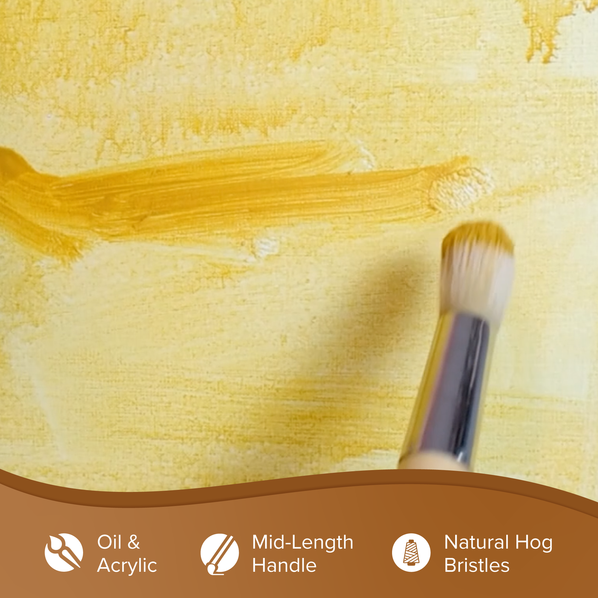 Silver Jumbo™ White Hog Bristle Round Paintbrush | Mid Length Handle | 8000