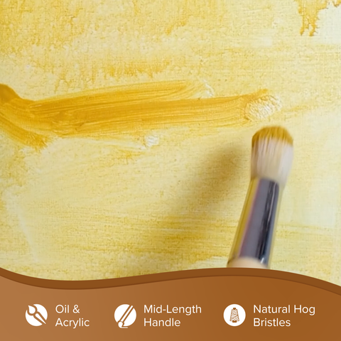 Silver Jumbo™ White Hog Bristle Round Paintbrush | Mid Length Handle | 8000