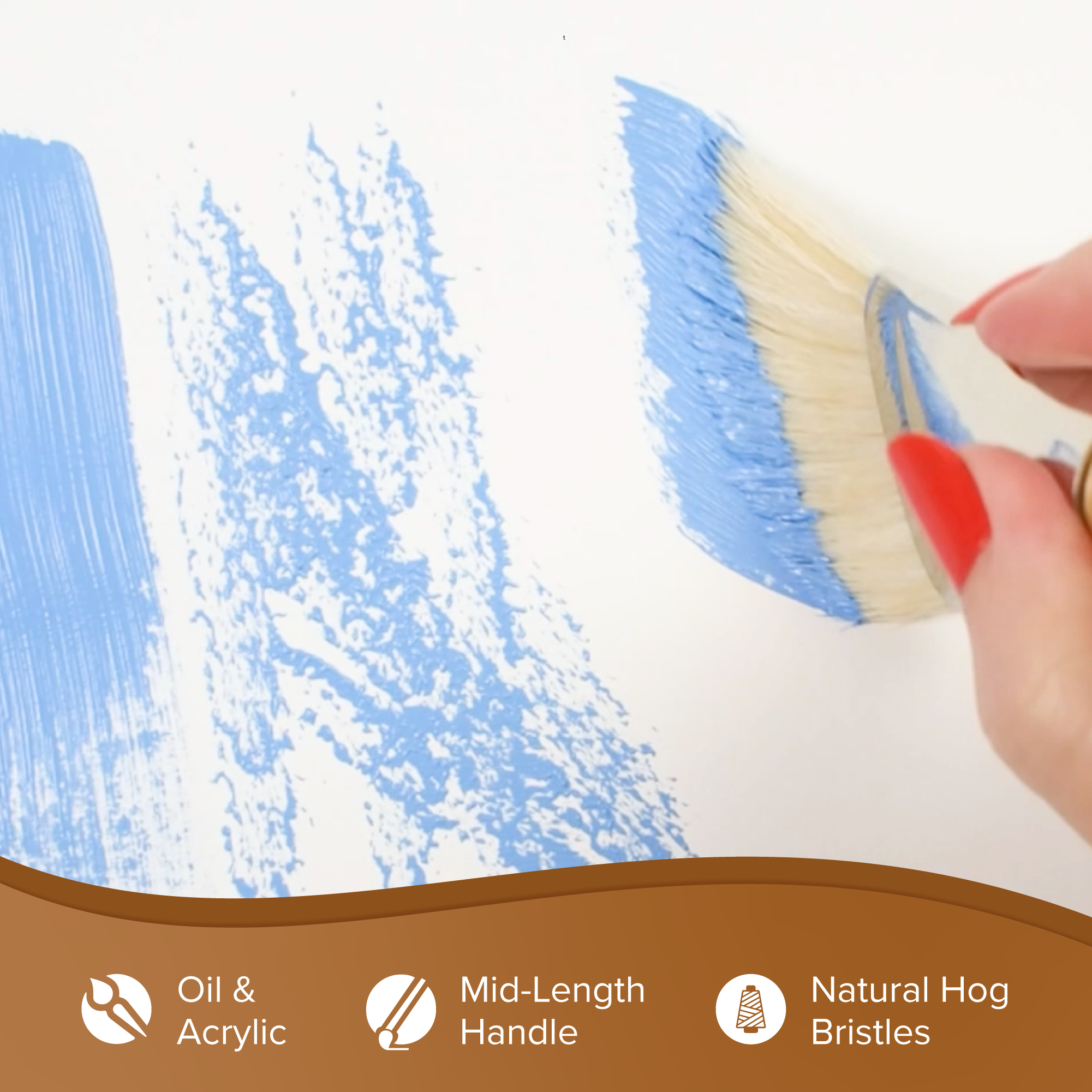 Silver Jumbo™ White Hog Bristle Angle Paintbrush | Mid Length Handle | 8006