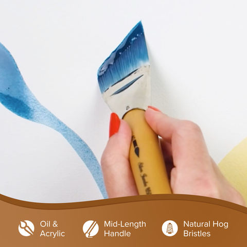 Silver Jumbo™ White Synthetic Angle Paintbrush | Mid Length Handle | 8506