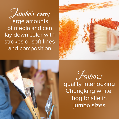 Silver Jumbo™ White Hog Bristle Flat Paintbrush | Mid Length Handle | 8001