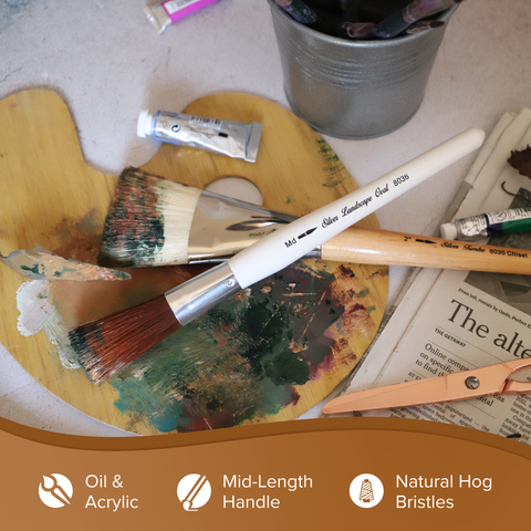 Silver Jumbo™ Landscape Oval Paintbrush | Short Handle | 8036