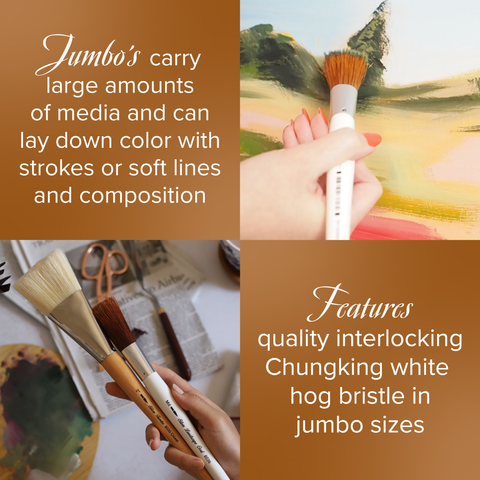 Silver Jumbo™ Landscape Oval Paintbrush | Short Handle | 8036