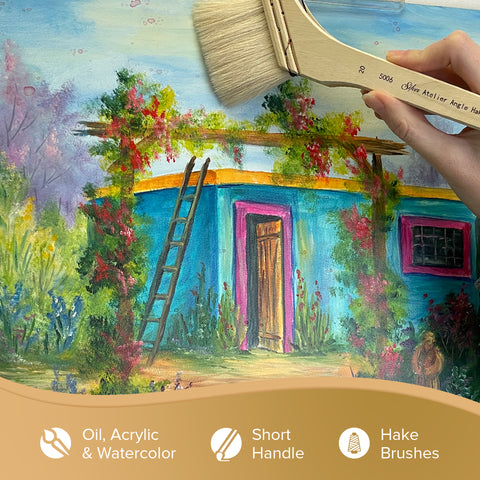Silver Atelier™ Hake Angle Paintbrush | Short Handle | 5006