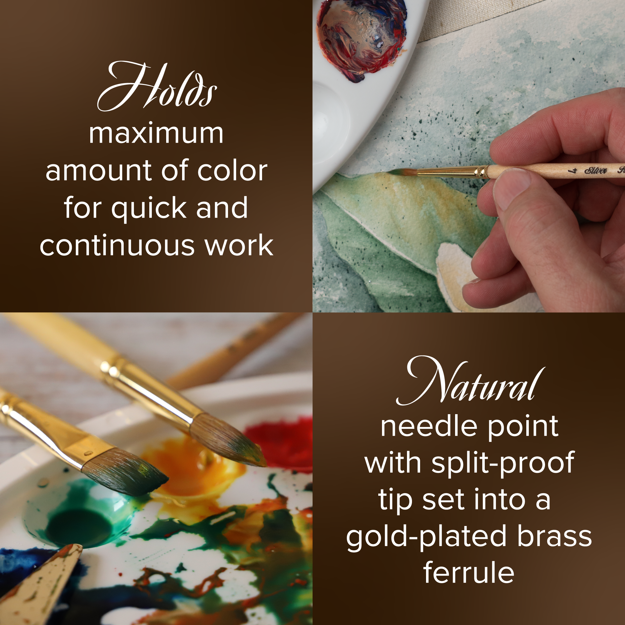 Silver Kolinsky® Filbert Paintbrush | Short Handle | 7203S