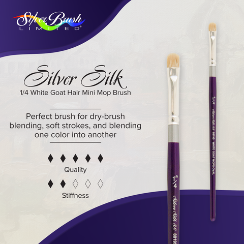 Silver Silk 88® White Goat Hair Mini Mop Paintbrush | Short Handle | 8819S