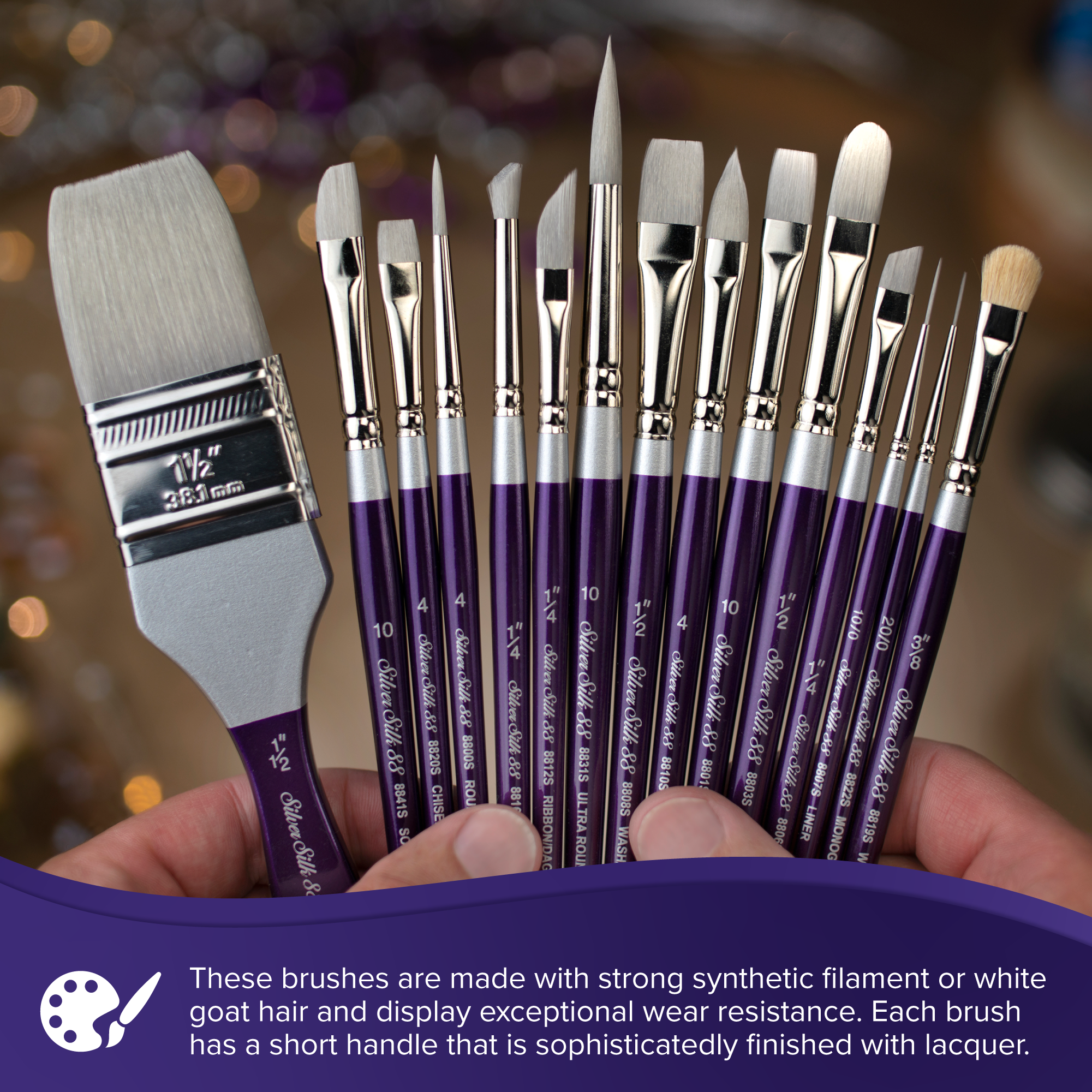 Silver Silk 88® Silver Synthetic Script Liner Paintbrush | Long Handle | 8807