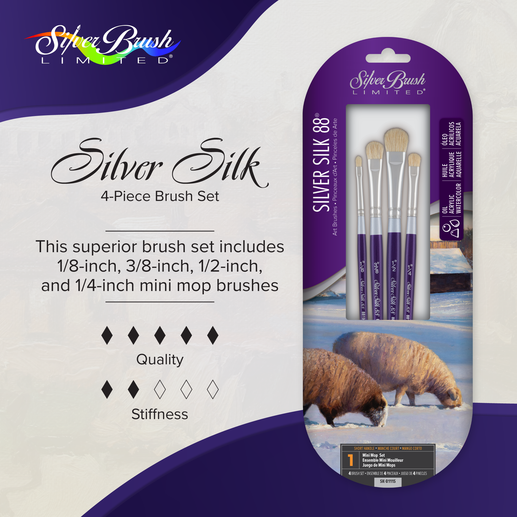 Silver Silk 88® 4pc Mini Mop Set | Short Handle | SK-8111S