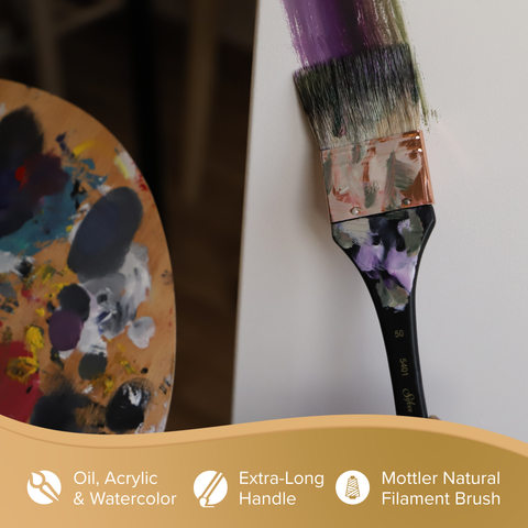 Silver Atelier™ Flat Mottler Paintbrush | Extra Long Handle | 5401